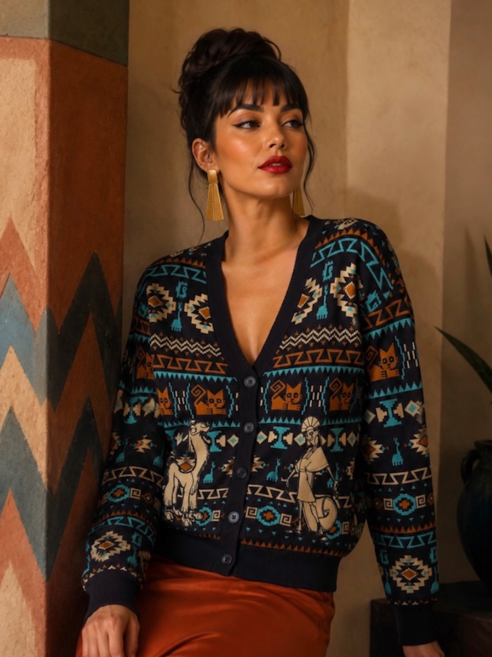 Disney The Emperor's New Groove Kuzco Llama Pattern Women's Cardigan